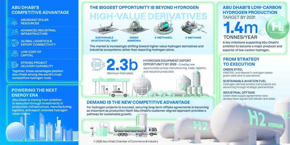 Abu Dhabi Positioned to Join The Global Hydrogen Economy Race as It Enjoys Competitive Advantages, Reports Abu Dhabi Chamber